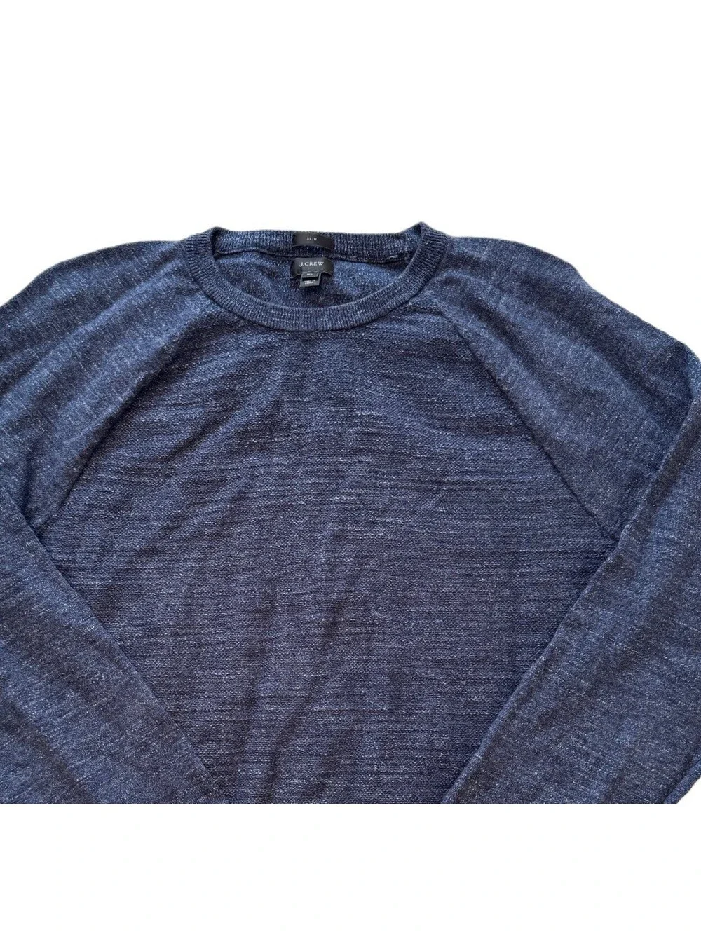 J.Crew Men’s Slim Fit Lightweight Crewneck Sweater Navy Blue XL Raglan Knit